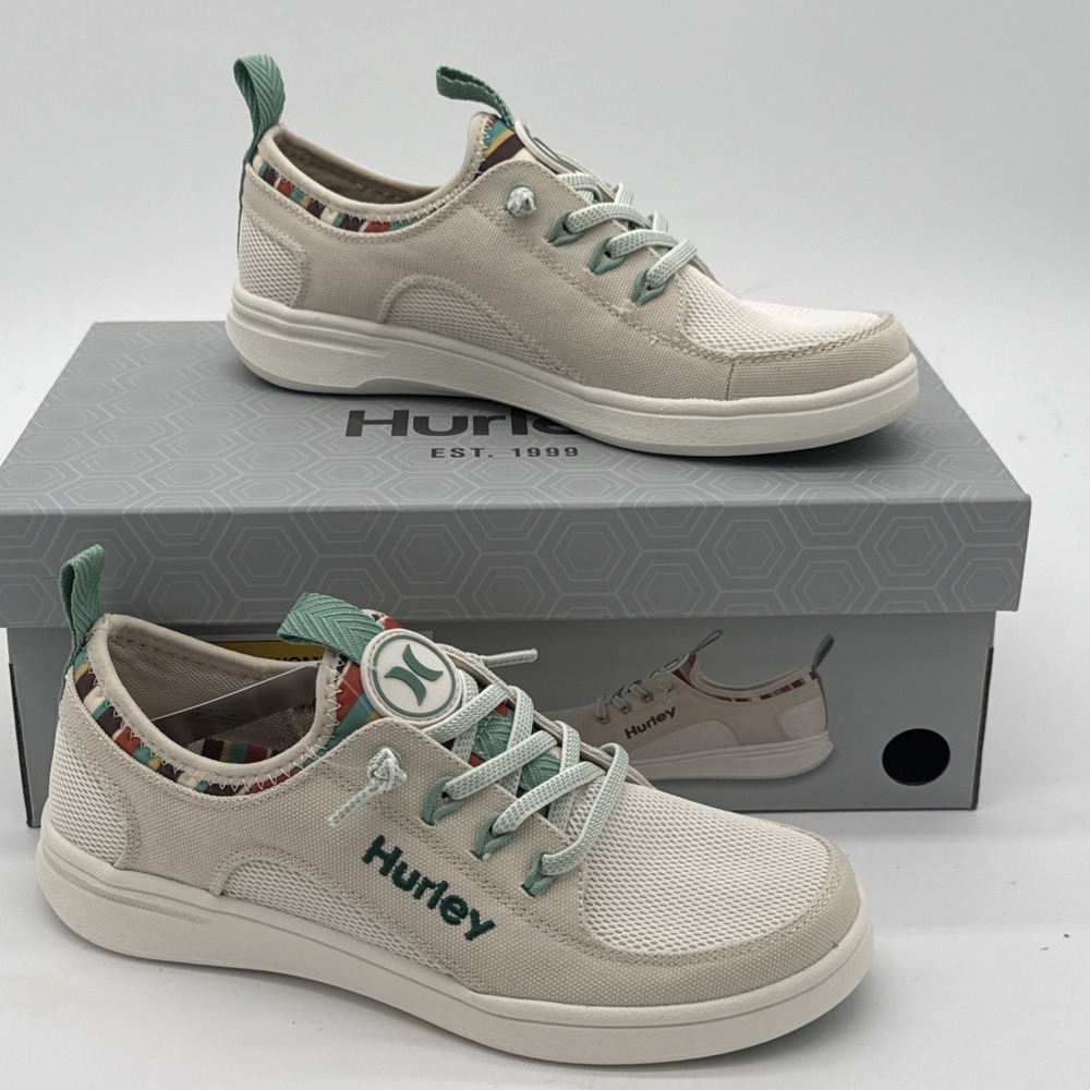 Hurley Castaic Womens Size 6 Casual Sneaker Shoe Beige Slip On Memory Foam NEW